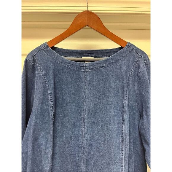 J. Jill Denim Dark Wash Large Front Pocket 3/4 Sleeve Dress s L EUC - Picture 5 of 9